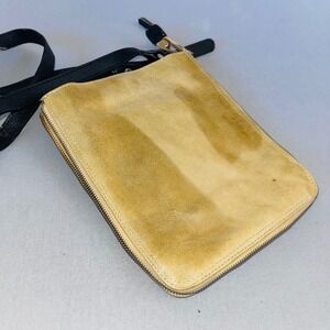Cleo & Patek Paris Tan Distressed Leather Crossbody Bag Red Interior Vintage